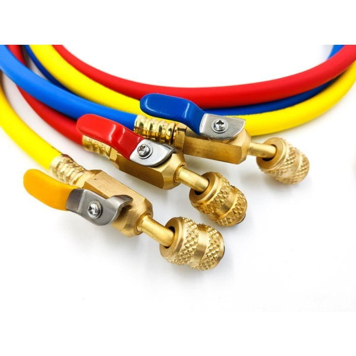 Заправочные шланги с вентилем DSZH CT-360-RYB-HV-R32/410A 1.5м, 1/4-5/16 SAE, до 55 Bar