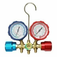 Манометрический коллектор DSZH WK-536G (R22/134/404/410, 2-х вентильный; манометры 68мм, латунный корпус со смотровым стеклом)