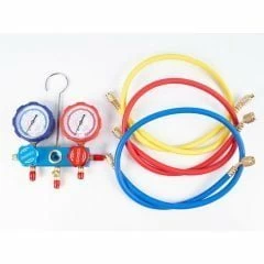 Манометрическая станция DSZH CT-336G-R410A (R22/134/404/407/410, 2-х вентильная, алюминиевый корпус, шланги 0.9м до 34 Bar, 1/4)