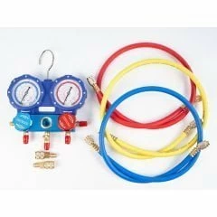 Манометрическая станция DSZH WK-C6002B (R22/134/404/410; 2-х вентильная, манометры 80 мм; шланги 150 см, + 2 адаптера AD89)