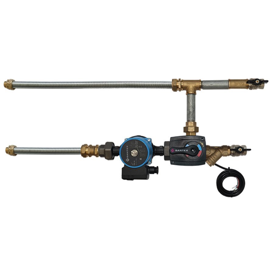 Смесительный узел Dantex без байпаса с гибкими подводками д/вод. калориферов