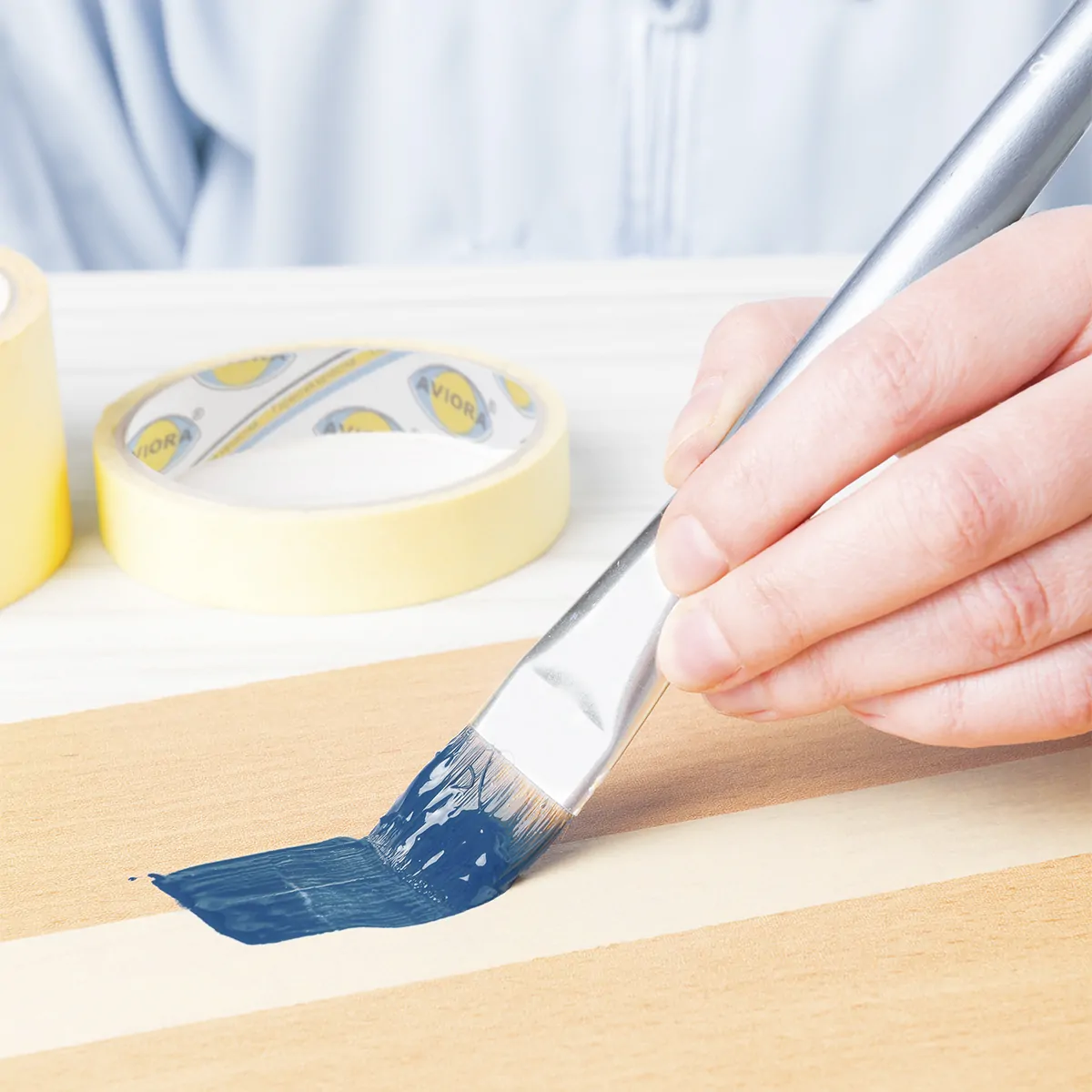 Лента креппированная малярная бумажная клейкая, 19мм х 50м, AVIORA