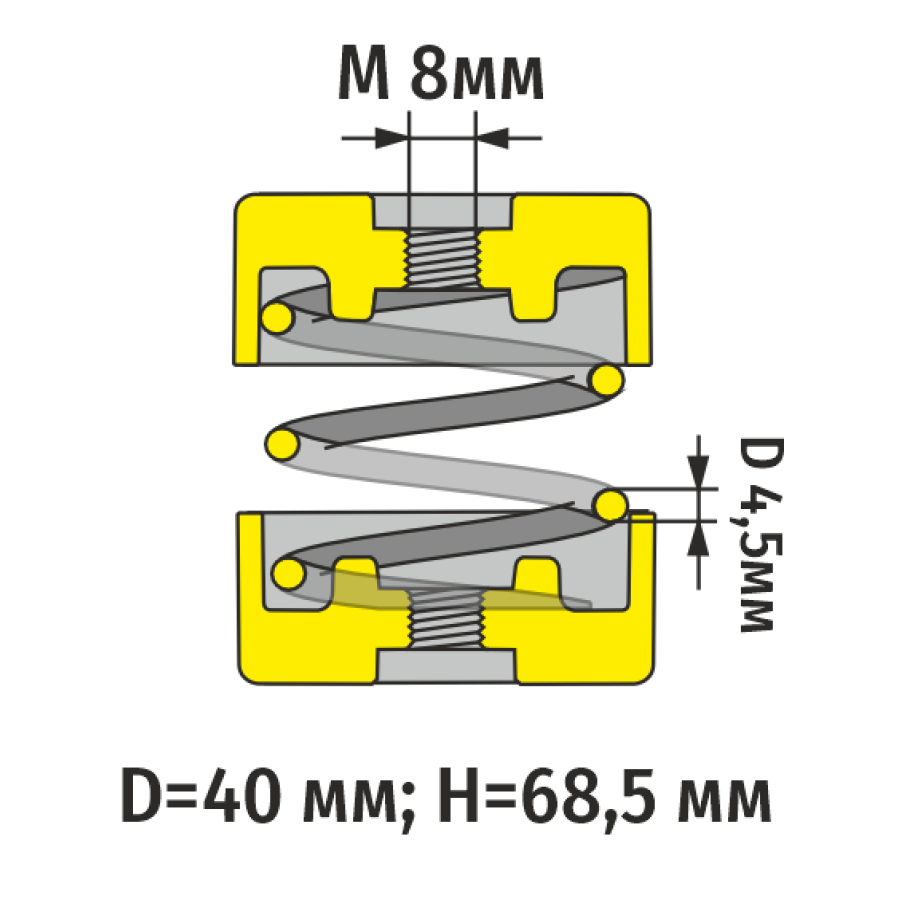 Виброгасители пружинные RF-MMH68-80, комплект из 2-х шт, RexFaber