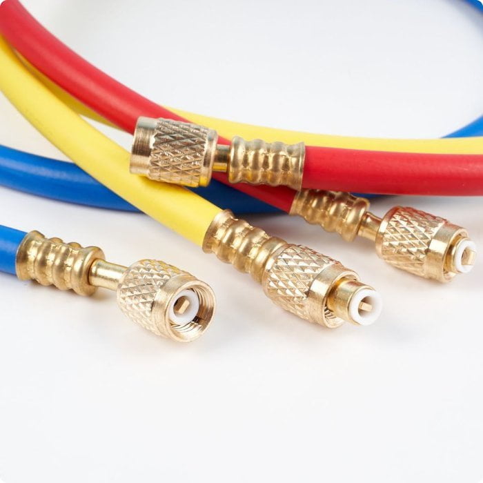 Заправочные шланги DSZH-360-RYB-H-R32/410A набор 3шт по 1.5м, 1/4-5/16 SAE, до 55 Bar