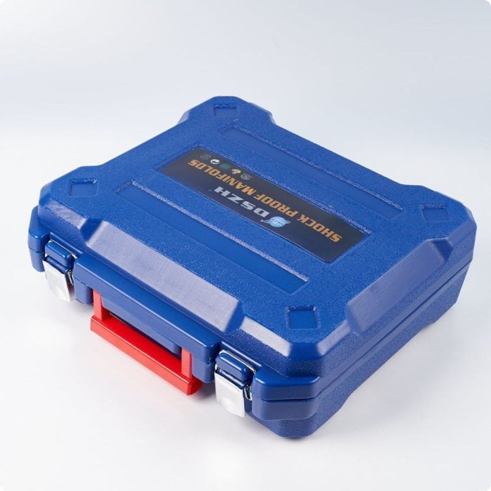 Манометрическая станция DSZH WK-P6002S (R22/404/134/410;2-х вентильный;шланги 1.5м до 55 Bar-1/4SAE, 2 адаптера R410 x R22,манометры 68мм,в кейсе)