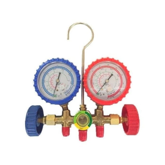 Манометрический коллектор DSZH CT-536G (R22/134/404/407/410, 2-х вентильный; манометры 68мм, латунный корпус со смотровым стеклом)