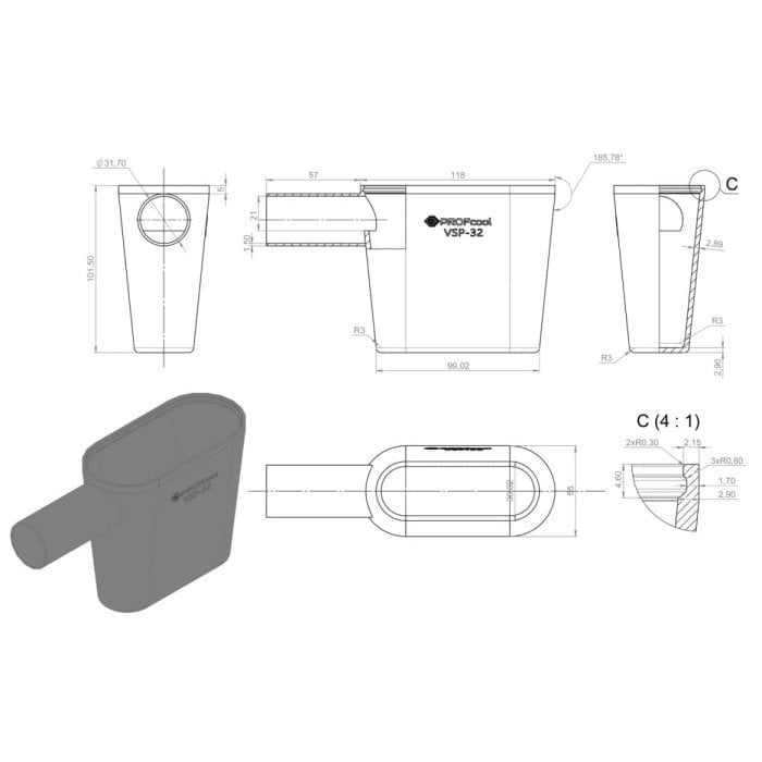 Сифон VSP-32 с 2-мя обратными клапанами, PROFcool