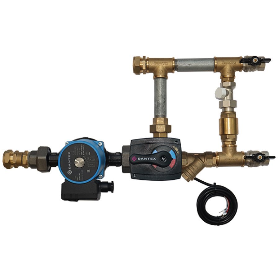 Смесительный узел Dantex с байпасом без гибких подводок д/вод. калориферов