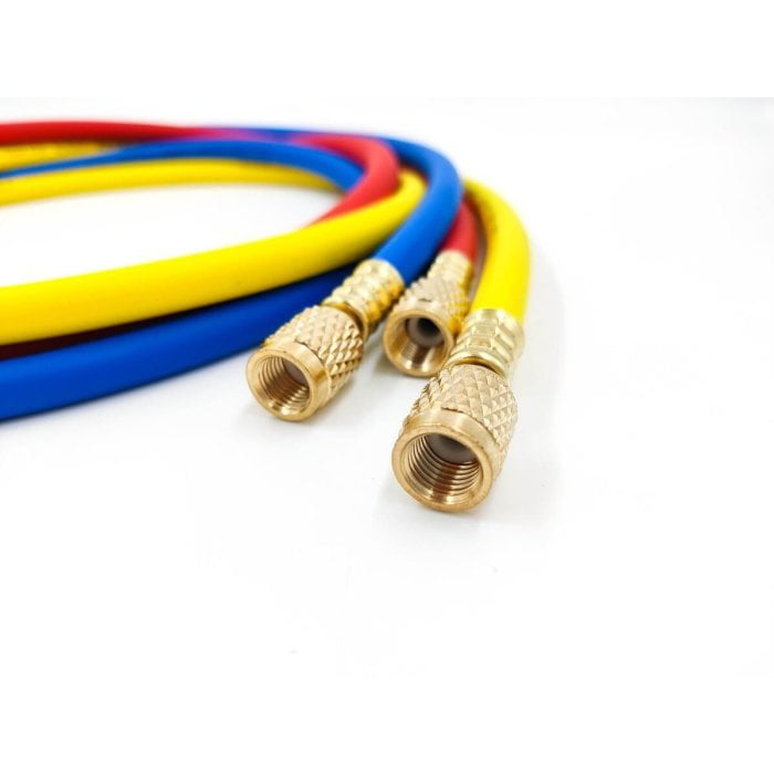 Заправочные шланги с вентилем DSZH CT-360-RYB-HV-R32/410A 1.5м, 1/4-5/16 SAE, до 55 Bar