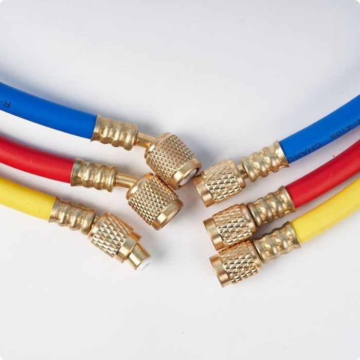 Заправочные шланги DSZH-360-RYB-H-R32/410A набор 3шт по 1.5м, 1/4-5/16 SAE, до 55 Bar