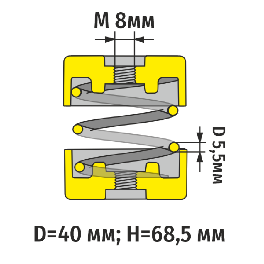 Виброгасители пружинные RF-MMH68-160, комплект из 2-х шт, RexFaber