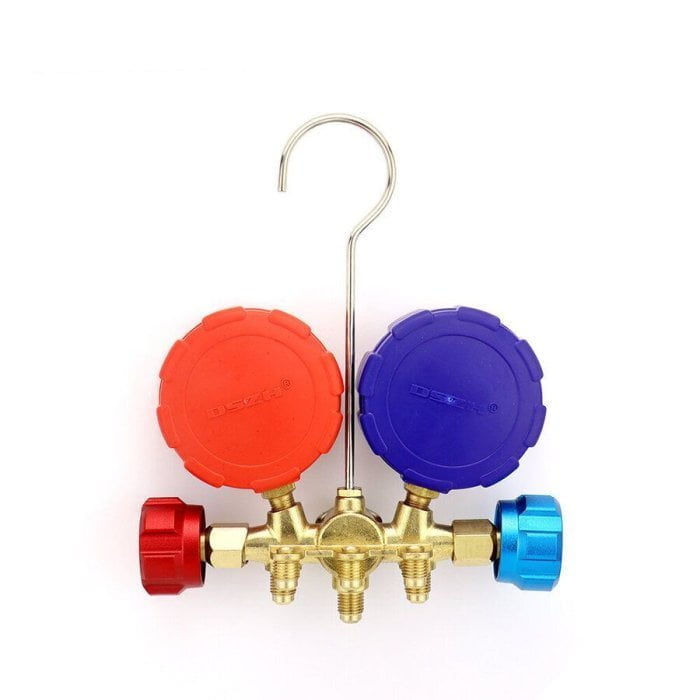 Манометрический коллектор DSZH WK-536G (R22/134/404/410, 2-х вентильный; манометры 68мм, латунный корпус со смотровым стеклом)