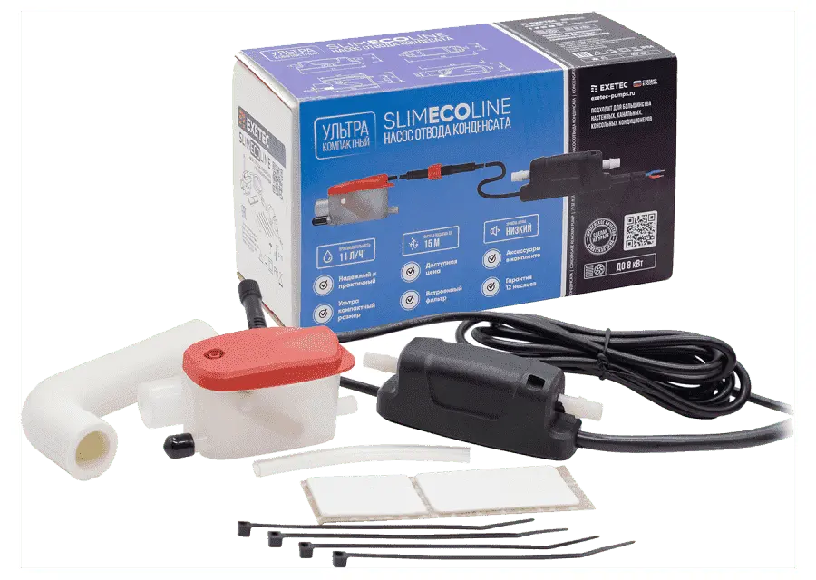 Помпа дренажная EXETEC SlimEcoLine, проточная, 11 л/ч, 21 Дб