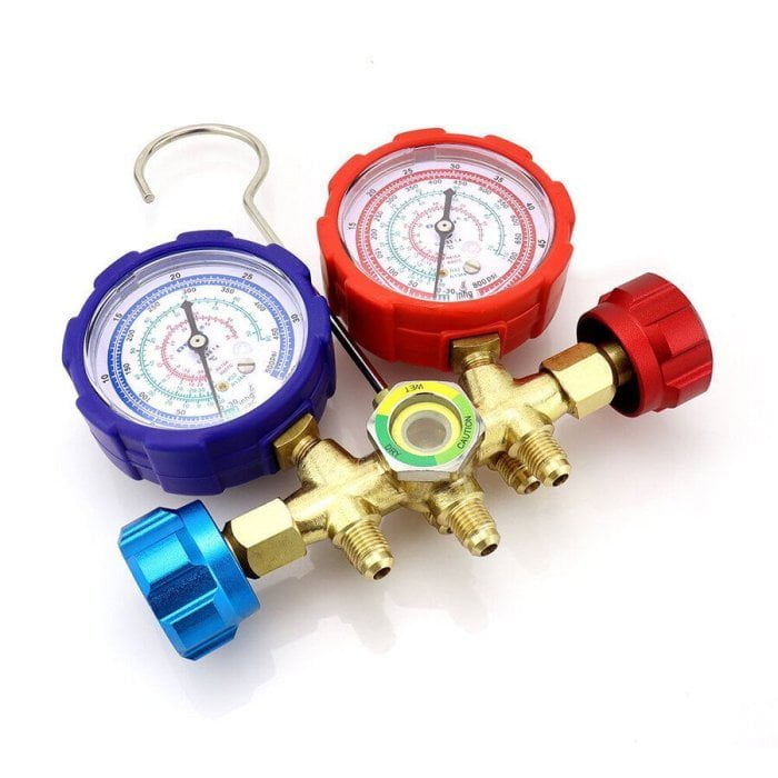 Манометрический коллектор DSZH WK-536G (R22/134/404/410, 2-х вентильный; манометры 68мм, латунный корпус со смотровым стеклом)