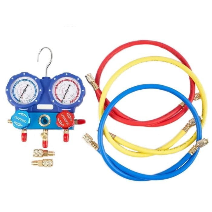 Манометрический коллектор DSZH CT-MC236G-R134A (R22/134/404/407/410; 2-х вентильный; 3 шланга 90см -1/4; манометры 68мм; упак. кейс)