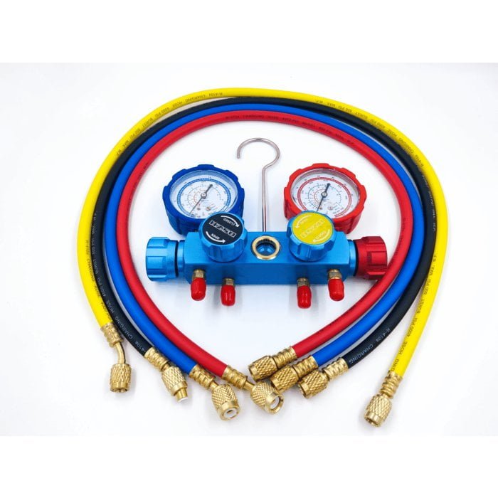 Манометрический коллектор DSZH CT-MC836G-R410A (R22/134/404/410, 4-х вентильный, шланги 90см 4шт. в кейсе)