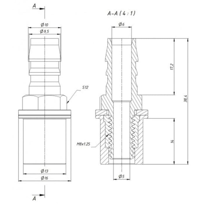 Переходник самоуплотняющийся R-8/10, RexFaber