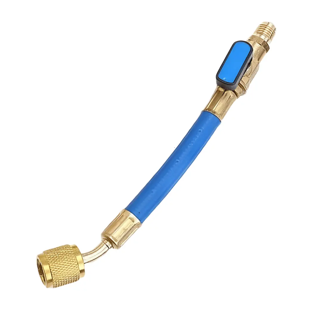 Шланг с шаровым краном DSZH R410-BV синий (гайка 5/16 х 1/4 штуцер)