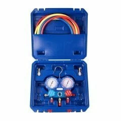 Манометрическая станция DSZH WK-P6002S (R22/404/407/410; 2-х вент; шланги 1.5м до 55 Bar-1/4SAE, 2 адаптера R410 x R22,манометры 68мм,в кейсе)