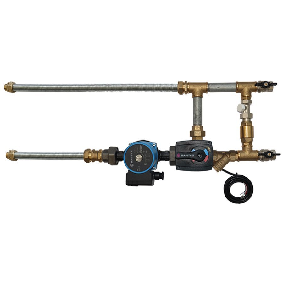 Смесительный узел Dantex с байпасом и гибкими подводками д/вод. калориферов