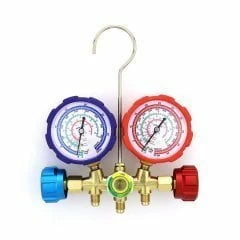 Манометрический коллектор DSZH WK-536G (R22/134/404/407/410, 2-х вентильный; манометры 68мм, латунный корпус со смотровым стеклом)