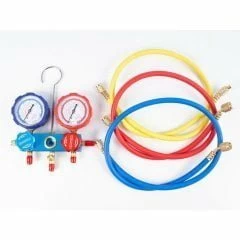 Манометрическая станция DSZH CT-336G-R410A (R32/134/407/410, 2-х вентильная, алюминиевый корпус, шланги 0.9м до 55 Bar, 5/16)